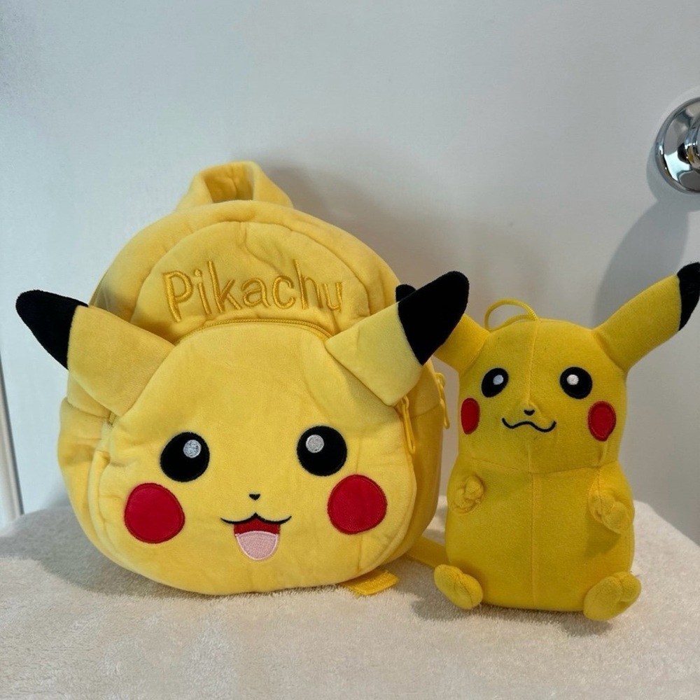 Pikachu Plush Backpack and Toy Set - Yellow